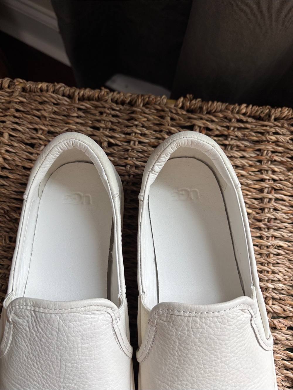 UGG White Leather Slip-On Loafers - Picture 2 of 7